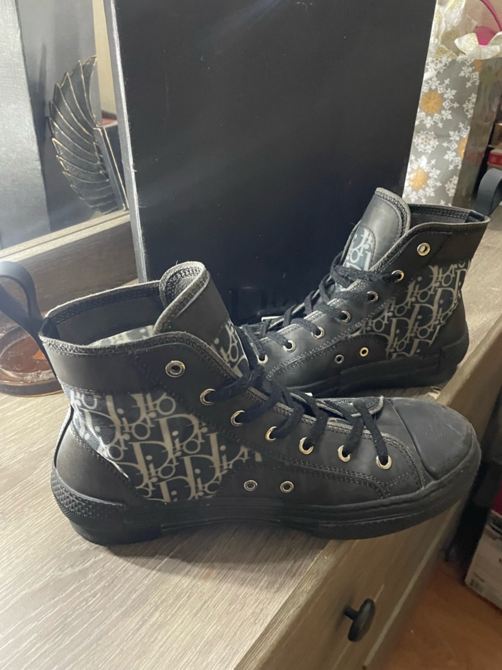 READ DESCRIPTION!!! Dior B23 Oblique Canvas Black High Top